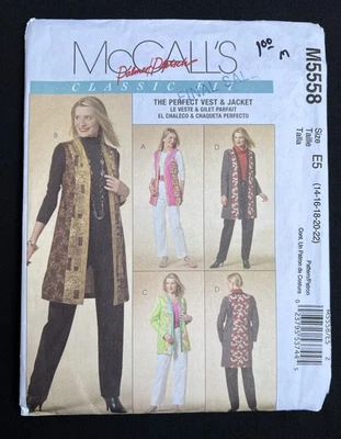 McCall's M5558 Misses Vest & Jacket w/Classic Fit 2007 Pattern size 14-22 Uncut - Image 1 of 3