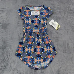 LulaRoe Disney Dress Girl 2 Gray Cartoon Print Design Blouson Style Short Sleeve - Picture 1 of 13