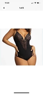 Popilush Lace Shapewear Bodysuit Women V Neck Tummy Control Body Suit Thongs XL - Picture 1 of 10