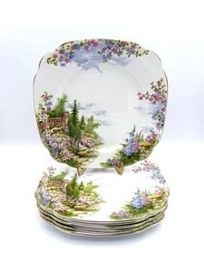Royal Albert Kentish Rockery - Square Dinner Plates 9 5/8”, Set of 6 - Picture 1 of 7