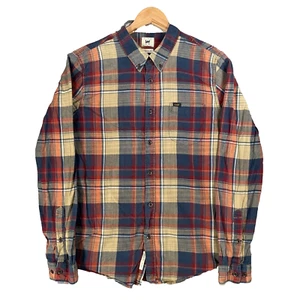 Lee Shirt Mens Medium Red Blue Lumberjack Plaid Casual USA LS Top - Picture 1 of 13