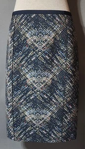 Etcetera Skirt Scuba Pencil Womens Size 10 Navy Blue Patterned Neoprene Stretch - Picture 1 of 9