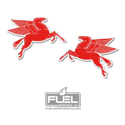 Paquete de 2 calcomanías de vinilo premium Pegasus Mobilgas - Hechas en EE. UU. - Logotipo de gas vintage Foto 1 de 3