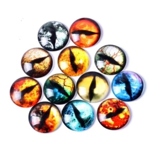 10 Dragon Devil Eyes Flat Back Cabochons Domed Round Mixed Glass Cabochon Demon - Picture 1 of 1