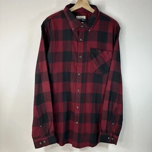 Magellan Outdoors Button Down Flannel Shirt Red Black Plaid Mens Large L - Picture 1 of 13