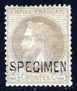 FRANCE 1867 2nd Empire Napoleon Laureate 4c. Grey SPECIMEN OVERPRINT SG 109 MINT - Picture 1 of 2