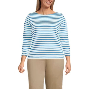 Lands' End Women's Mariner Jersey Boatneck Top, Blue, Medium - Picture 1 of 2