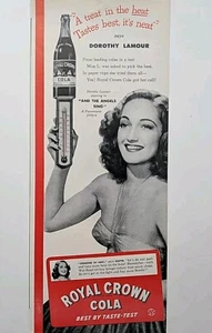 1944 vintage Royal crown cola print ad featuring Dorothy Lamour - Picture 1 of 1
