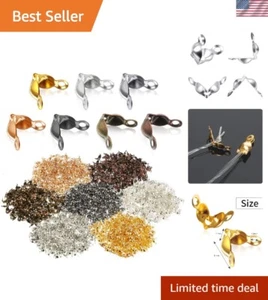 1400 Pieces Knot Covers Clamshell for Jewelry Making Open Endcaps Fold-over B... - Picture 1 of 7