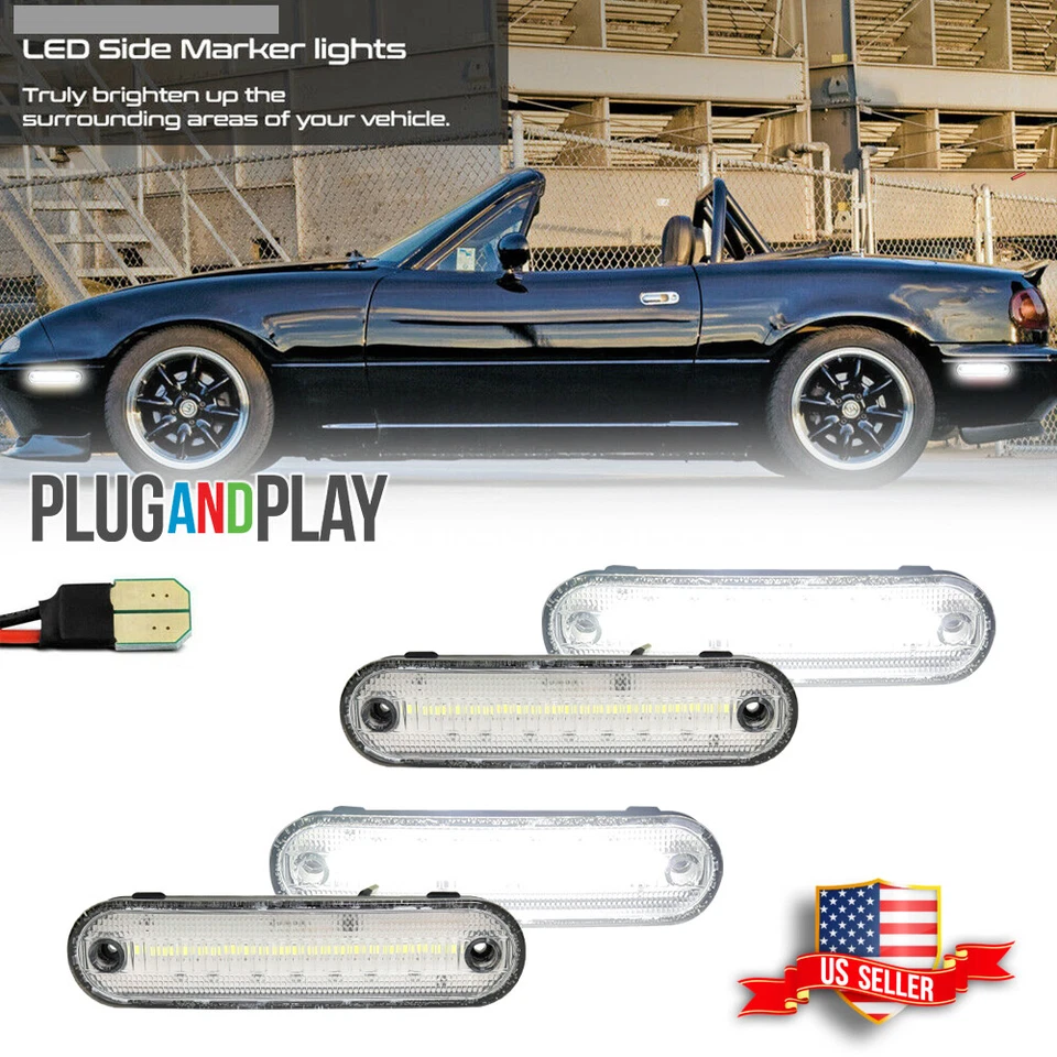 4x Luz de señalización lateral LED blanca transparente delantera y trasera para Mazda Mx-5 Miata 1990-2005 Foto 1 de 4