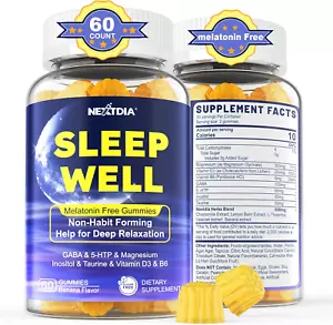 Melatonin Free Sleep Gummies with Magnesium Glycinate, GABA, 5-HTP, L-Theanin... - Picture 1 of 1