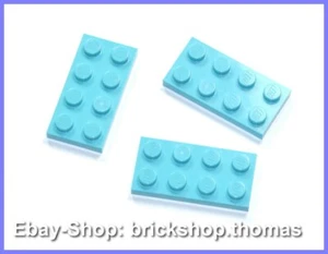Lego 3 x Platte 2x4 hellblau - 3020 - Medium Azure Plate - NEU / NEW - Bild 1 von 1