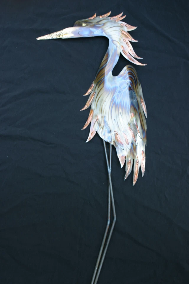 LARGE BLUE HERON Garden Stake STEEL ART YES its BLUE  Foto 1 de 1