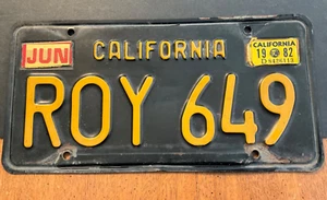 1982 California License Plate Tag ROY 649 - Picture 1 of 1