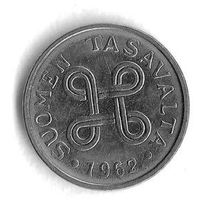 1962 Finland 1 Markka World Coin - KM# 36a - Picture 1 of 2