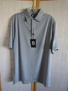 NWT FootJoy Performance Golf 1/4 Button Polyester Blend Blue Stripe Shirt Mens L - Picture 1 of 5