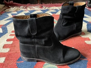 Isabel Marant Etoile Crisi Black Suede Western / Cowboy Boots UK 4 - Picture 1 of 11