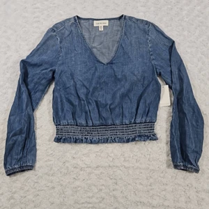 Blusa de mezclilla oscura Cloth and Stone by Anthropologie para mujer XS cintura ajustada - Imagen 1 de 8