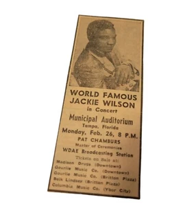 Vtg 60's Jackie Wilson Concert Newspaper Print AD Tampa Florida Feb 1964 - Bild 1 von 3