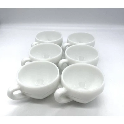 Juego de 6 tazas de té de vidrio de leche vintage patrón Starburst en la parte inferior Foto 1 de 3