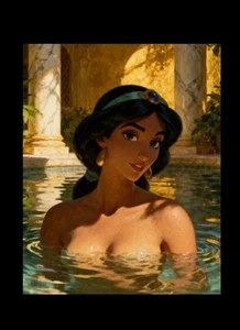 FanArt Card aceo 2.5x3.5" Glossy Print curvy Sexy Jasmine Princess Retro - Picture 1 of 1