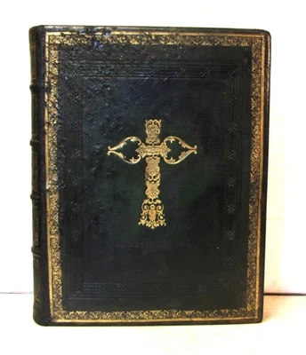 c1870 Large Antique Catholic Family Bible Douay Rheims Foto 1 de 4