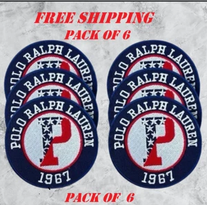 Pack of 6 Polo Ralph Lauren Embroidered Patch – Iron-On/Sew-On Logo - Picture 1 of 3
