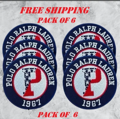 Pack of 6 Polo Ralph Lauren Embroidered Patch – Iron-On/Sew-On Logo - Image 1 of 3