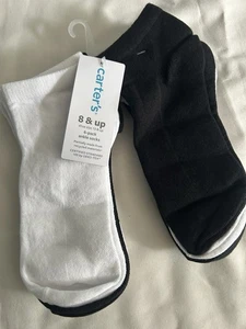 Carter’s Kids Boy’s 6 Pack Ankle Socks Black And White 8&up (Shoe Size 13& Up) - Picture 1 of 3