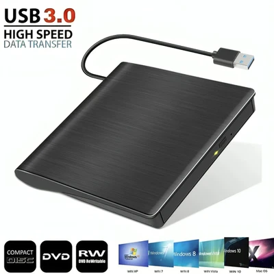 USB External DVD CD Hard Disc Burner Player Reader Optical Drive for PC Laptop - Image 1 of 4