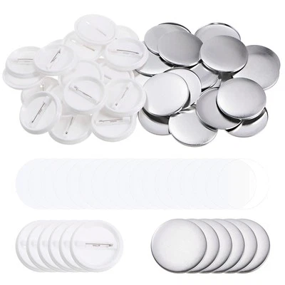 Juego de 200 piezas de botón trasero de pasador en blanco 44 mm cubierta de metal plástico posterior película transparente Foto 1 de 4