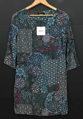 Новый с Ярлыками Desigual многоцветный Maritsa богемное мандалы платье 3/4 рукав Shift размер XS - Изображение 1 из 4