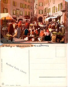 Vintage Postkarte - Italien Sitten und Bräuche - Lugano Markt - Bild 1 von 1