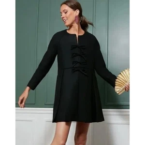 Tuckernuck Black Blair Bow Coat Mini Dress Size XXL A-Line Preppy Chic Neu mit Etikett - Bild 1 von 10