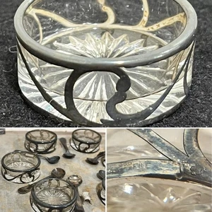 Antik Sterling Silber geschliffenes Glas offene Salze in Box Alvin Co (6er Set) - Bild 1 von 12