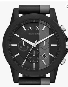 Armani Exchange Herren Schwarz Grau Silikon Chronograph Uhr AX1331, 45MM - Bild 1 von 6