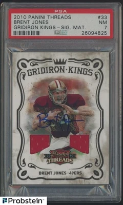 2010 Panini нитки Gridiron Kings #33 Брент Джонс двойной Джерси AUTO /25 PSA 7 - Изображение 1 из 2