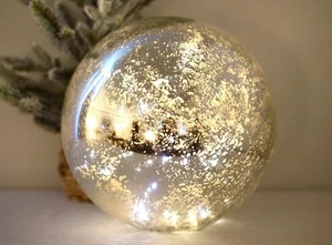 "Luces globo de vidrio mercurio Pottery Barn decoración luminaria orbe brillo 11"" de alto con caja" - Imagen 1 de 19