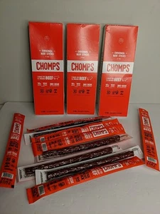 30x CHOMPS Grass Fed Original Mild Beef Jerky Sticks Exp 11-27-2025 - Picture 1 of 10