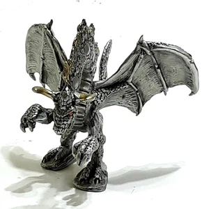 Rearing Fire Dragon 16-004 Iron Wind Metal 2004 Gold Tipped Horn Pewter Dragon - Picture 1 of 12