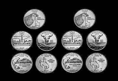 2007 P+D Washington Montana Wyoming Utah Idaho Statehood U.S. Mint Roll Set - Image 1 of 2