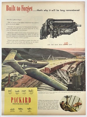 1945 PACKARD WWII Era Original Printed Ad 14x10" Plane Engine Borden's Cheese - Image 1 of 2