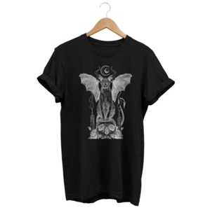 Satan Cat Goth T Shirt, Skull Gothic Shirt, Alternative Clothing, Edgy Outfit - Picture 1 of 2