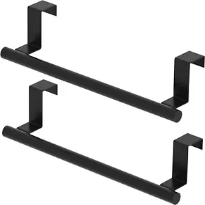 2Pcs Over Cabinet Door Towel Holder Kitchen Towel Rack Bathroom Towel Hanger Bar - Picture 1 of 12