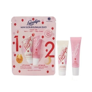 (Lot Of 2) Lanolips  Mini Scrub & Balm Duo. Strawberry Lip Scrub & Lip Balm(NEW) - Picture 1 of 4