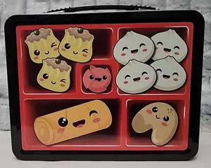 Bento Embossed Tin Fun Box Metal Lunch Pail Sushi Roll Bao Buns Fortune Cookie - Picture 1 of 4