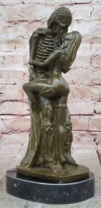 Genuine Bronze Statue of Skeleton with Nude Girl – Signed Odegaard Erotic Art De - Picture 1 of 10