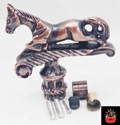 Antiguo mango de cabeza de caballo de cobre vintage solo para bastón de madera bastón regalo Foto 1 de 4