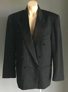 DAVID JONES UOMO Black Double Breasted Suit Jacket Blazer Mens Size 52 - Picture 1 of 6