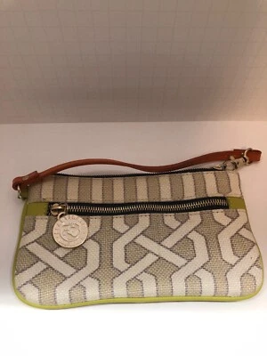 Cartera de cambio de lino y cuero Spartina Daufuskie Island con correa Foto 1 de 4